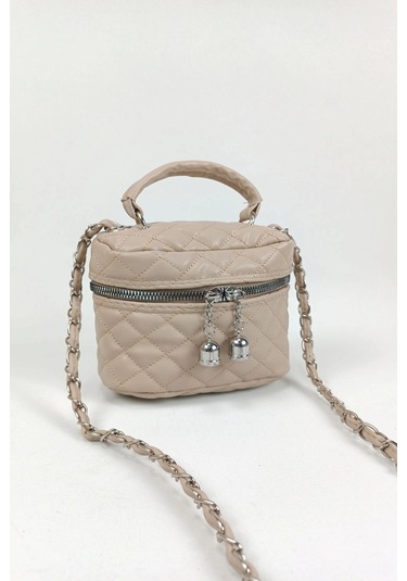 Glemix Leslie Vizon Kapitone Desen Kadın Kutu Crossbody Bag Vizon