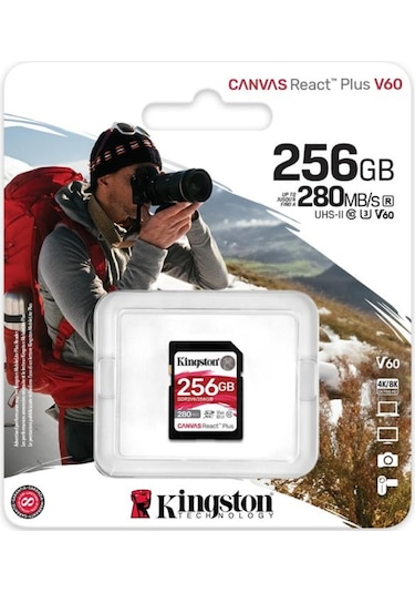 Kingston Canvas React Plus SDR2V6/256GB SDXC UHS-II 256 GB Hafıza Kartı