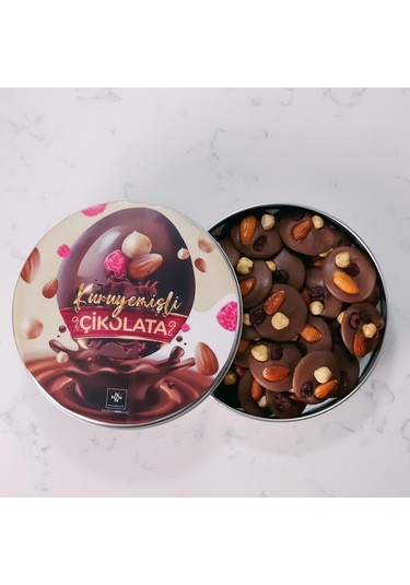 Kuruyemişli Çikolata Metal Kutu 550 Gr
