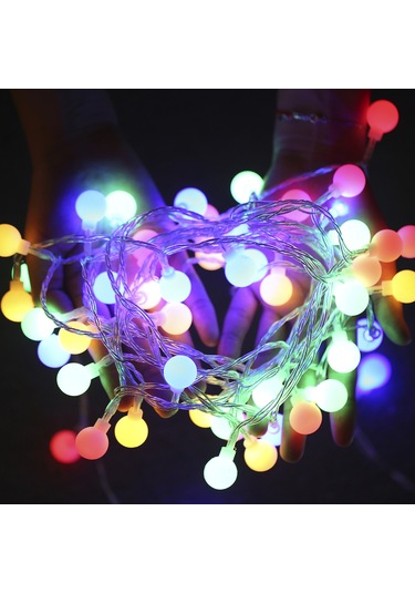 Suofeng Usb Led Toplum Işığı Dış Mekan Kamp Dekorasyonu - Renkli Toplar, 10m 80 Işık, Sürekli Açık Modu