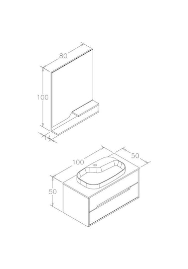 Orka Galia Ella Banyo Dolabı Takımı 100 Cm Çok Renkli