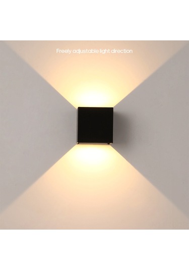 Skycity 12w Ip65 Su Geçirmez Dışarıdaki Duvar Lambası, Aydınlatmayı Ayarlayabilir, Alüminyum Gövde, Sıcak Beyaz Işık, Kare Desen, Ac85-265v Siyah