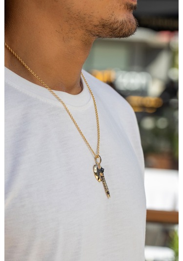 14 Ayar Altın Savaş Baltası Figürlü Erkek Kolyesi