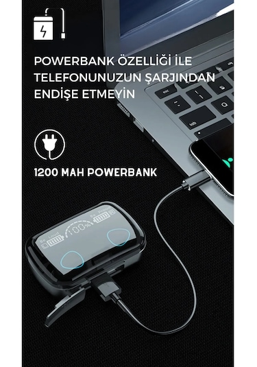 Qasul M10 Led Göstergeli Powerbankli Kulak İçi Tws Bluetooth Kulaklık