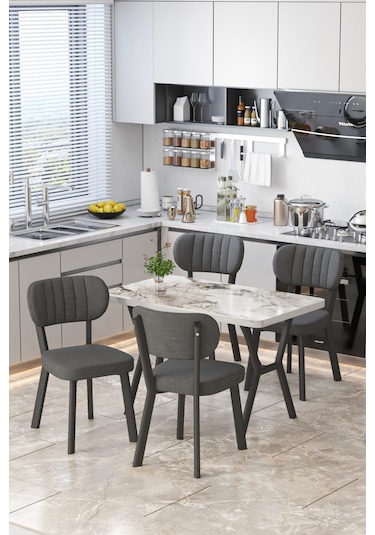 Parla 70x110cm Efes Mutfak Masası, Mutfak Masası Takımı, Yemek Masası, 4 Antrasit Sandalye Antrasit Parla 70x110cm Efes Mutfak Masası, Mutfak Masası Takımı, Yemek Masası, 4 Antrasit Sandalye Antrasit