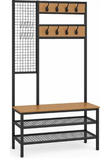 Metal Portmanto, Elbise Askılığı, Vestiyer, Ayakkabılık, Siyah, Tel Askılık Siyah