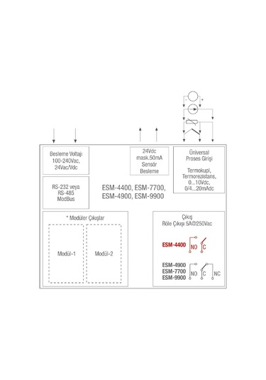 Emko Esm-4900.12011/0000/0000 ,96x48mm 110v..220vac Unıversal Kontak-1a1k Proses Kontrol