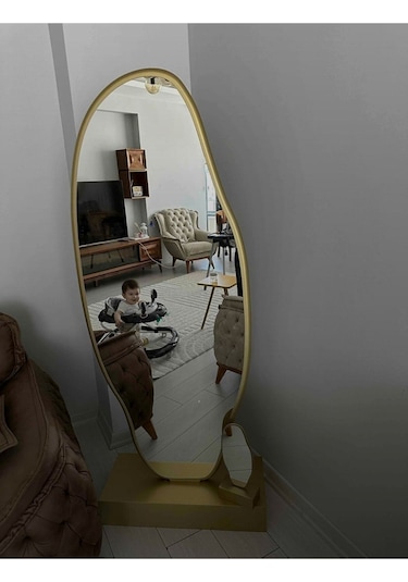 Asimetrik Ayna, Ultralüx Boy Aynası, Asimetrik Boy Aynası 188x66 180 X 65 Gold
