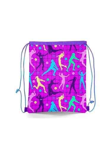 Coral High Kids Pembe Mor Voleybol Desenli İpli Büzgülü Sırt Çantası 12649 Pembe - Beyaz