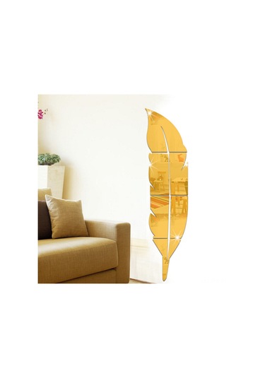 Tenfowee Büyük Boy Altın 120x30cm 3d Kanat Şekli Akrilik Ayna Duvar Sticker - Kolluk Banyo Dekorasyon - Korumalı Filmi Ve Kolay Kurulum Altın