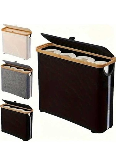 Trendooze Gaojunshop01 Bej Modern Tuvalet Kağıdı Tutucu Kapaklı Kompakt Sepetli Depolama 1 Adet Bej