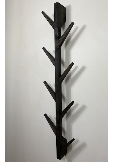 Doğal Ahşap Vestiyer, Dekoratif 10 Askılı Portmanto, Siyah Diğer