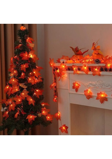 1 Adet Akçaağaç Yaprağı Dize Işıkları 10/20/30/40 Led Işıkları 1 Adet