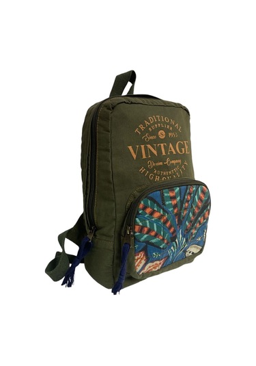 Kaliteli Mini Vintage Salaş Disayn Günlük Sırt Gezi Çantası 19 Cm X 34 Cm Haki