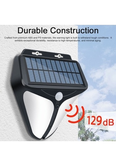 Funtree 129db Güneş Enerjili Alarmlı Strobe, Kızılötesi Harekete Duvara Monte Siyah Siyah