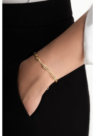 Grace 18 Ayar Sarı Altın Kaplama 19 Cm Gümüş Zincir Bileklik Sarı