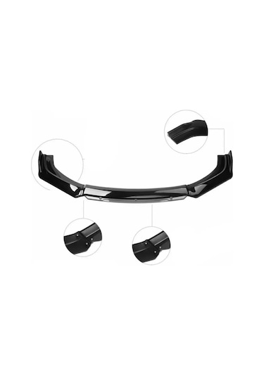 Gri 4 Parça Ön Lip Universal Ön Tampon Eki Piano Black Gri Renk