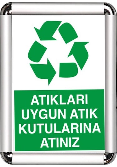 Atıkları Uygun Atık Kutularına Atın A3 Cerceveli Uyarı Ve Yönlend