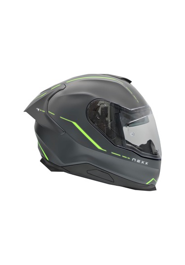 Nexx Y.100R React Kapalı Motosiklet Kaskı Mat Gri - Yeşil