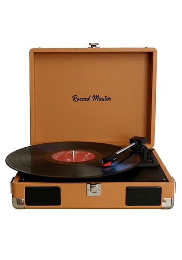 Record Master Rm-311 Pikap - Tüm Plaklar İle Uyumlu- Power Banklere Bağlanarak Kullanılabilme Kahverengi