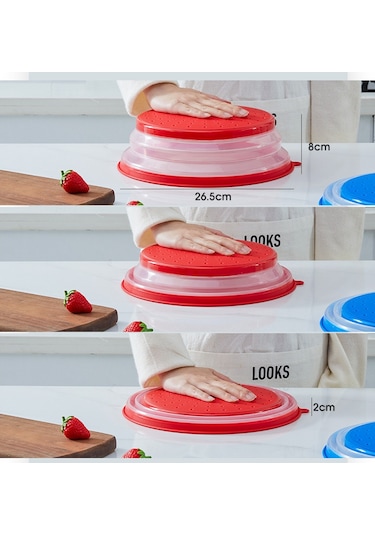 Wezone Mikrodalga Fırın Kapaklı, Çatıklı Silikon Muhafaza Kapağı Yağ Ve Spreyi Engelle, Çekmeceli Tasarım İle Çok Amaçlı Mutfak Aleti Mavi Diğer