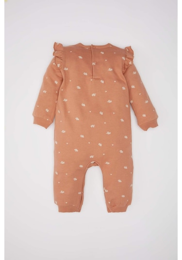 DeFacto Kız Bebek Yenidoğan Baskılı Kalın Uzun Kollu Tulum D6016A524WNBN564 Kahve