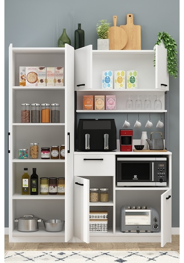 Ervin Kahve Köşesi 4 Raflı Airfry Kiler Dolabı Çok Amaçlı Beyaz Beyaz Ervin Kahve Köşesi 4 Raflı Airfry Kiler Dolabı Çok Amaçlı Beyaz Beyaz