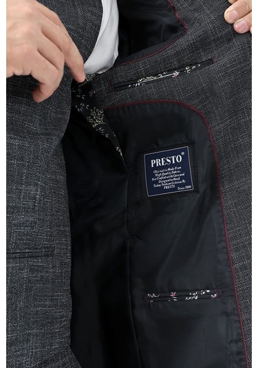 Presto Erkek Yelekli Slimfit Takım Elbise 6 Drop Siyah 788-001 Siyah