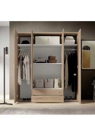 Ahter Giyinme Dolabı - Çok Amaçlı Dolap - Gardırop 160 Cm-4 Kapaklı-2 Çekmeceli