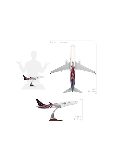 Zekupp - Maket Uçak Boeing 737-800 1/100 - Bordo Mavi Taraftar