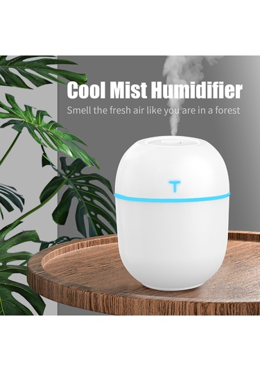 Monyee Beyaz Mini Nemlendirici: Usb Çalışır, 360 Nem Yayar, Led Işık Ve Aromaterapi Desteği