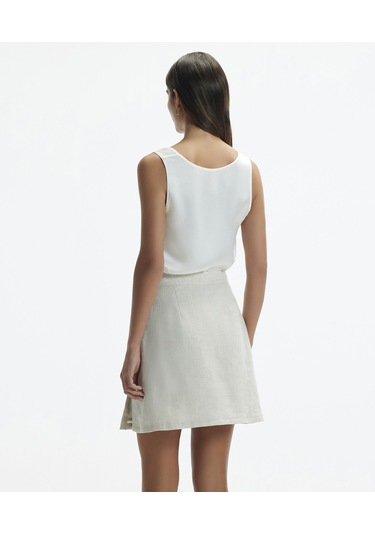 Yargıcı Kruvaze Kapama Düz Kesim Kısa Etek Ham Çok Renkli