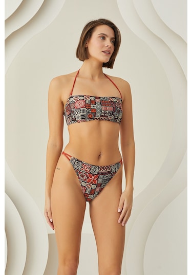 Loya Kadın Renkli Lave Strapless Tek Üst Bikini Çok Renkli