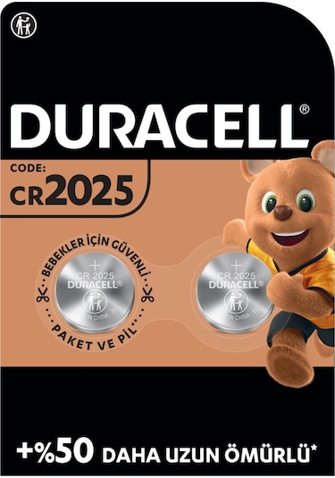 Duracell Özel 2025 Lityum Düğme Pil 3V 2'li Paket (DL2025/CR2025)