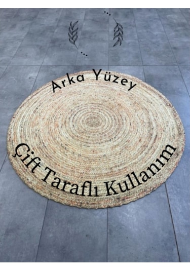 Jüt Yuvarlak Hasır Halı Yolluk Salon Oda Mutfak Halısı Ks-1064