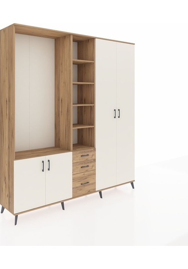 Hyperion Dolap 13 Raflı 3 Çekmeceli 4 Kapaklı 220x44x243 Çam-aytaşı/çam Aytası/atlas Çam
