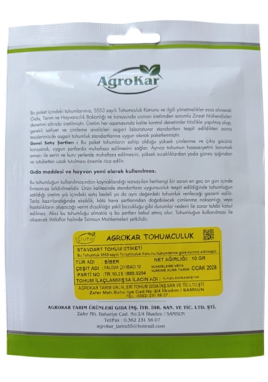 Tatlı Sivri Biber Tohumu 10 Gr 1 Paket