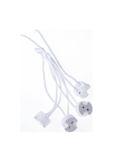 20 Adet G5.3 Seramik Kuvars Lamba Duyu Soketi Mumluk Silikon Kablo Halojen Lambalar, Led Lambalar İçin, Beyaz, 15 Cm