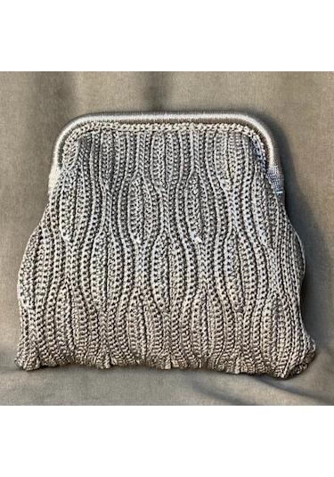 Uretti - Meryem 7194 - El Örgüsü Makrome İp Gizli Burslu Çanta - Bej Gri