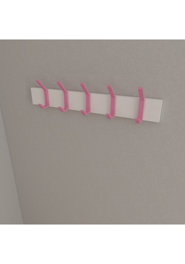 Hepsi3boyutlu Modern Duvar Kapı Askılık - 5 Adet Pembe Askılık Pembe
