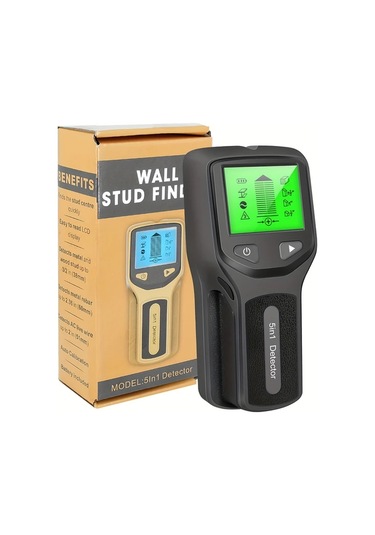 Honeybeeshop Siyah 5 İn 1 Duvar Stud Detektor Led Ekranli Tasinabilir Elektronik Stud Bulucu Ahsap Metal Tespiti Pille Calisir 0 1mm Hassasiyet