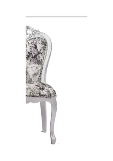 Bengimobilya Sandalye Zus005 Klasik Model Zebra Desen Eskitme Beyaz Oymalı Kay