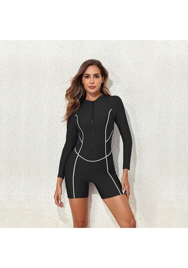 Springsun Bayanlar İçin Siyah Spor Stili Tek Parça Yüzme Takımı - Uv Koruma, Rezipro Rıhtım, Sürf Ve Plaj Aktivitelieri İçin Elverişli M Beden