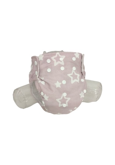 Bezhane Baby Çıt Çıtlı Yıkanabilir Bebek Bezi Pembe Beyaz Yıldızlı