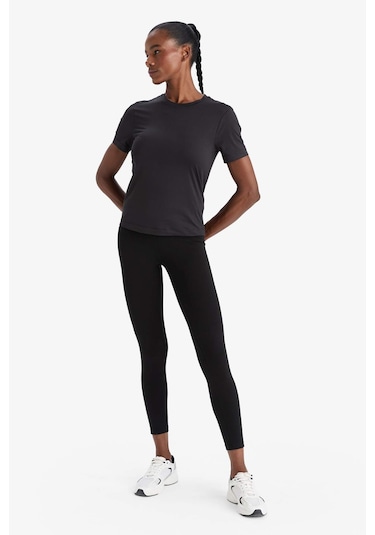 Defacto Defactofit Yüksek Bel Beli Saran Pamuklu Basic Düz Sporcu Tayt Z6327az25aubk81 SiYAH