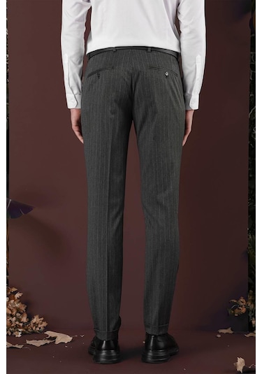 P 1134 Slim Fit Füme Spor Pantolon Füme