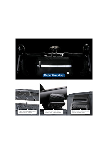 Rhınowalk Çok Fonksiyonlu Gidon Bisiklet Çantası Bisiklet Ön Çantası Omuz Çantası Bel Çantası - Siyah