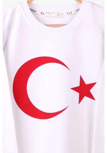 Türk Bayraklı Çocuk Uzun Kollu Tişört Kırmızı(6-12 Yaş)