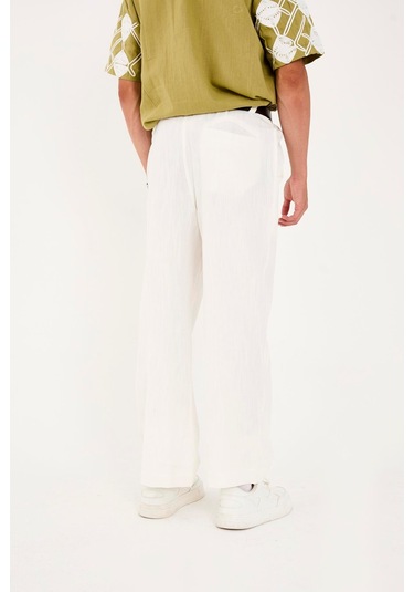 Rocqerx R-4419 Fermuarlı Baggy Pantolon Beyaz