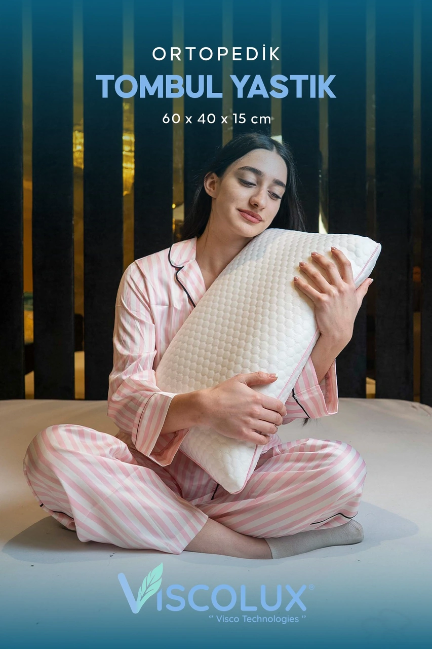 Anadolu Tombul Ortopedik Yastık - Baş Ağrısı Önleyici Klasik Visco Yastık 60x40x15 Pembe